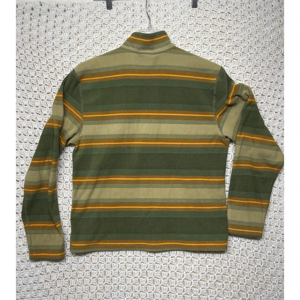 The North Face Fleece 1/4 Zip Pullover Mens M Long Sleeve Striped Green Oran